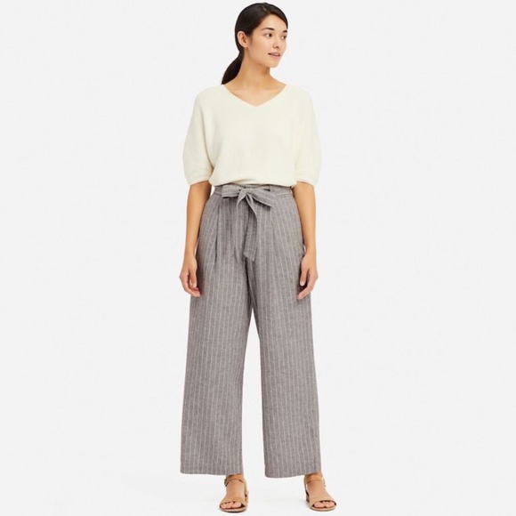 Striped linen trousers Uniqlo - Picture 2 of 2